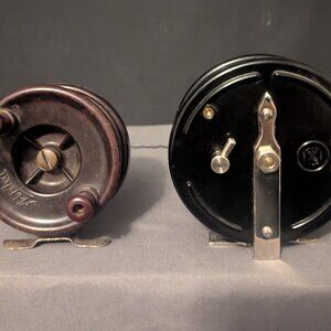 Two vintage Alpha reels one bake light